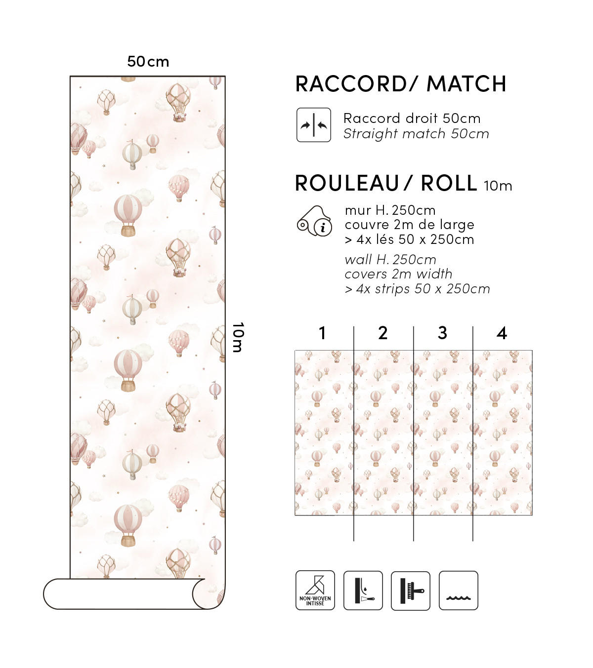 VLIESTAPETE Selene Heißluftballons 50 cm x 10 m, rosa - Pink/Rosa, Papier (50/1000cm) - Lilipinso