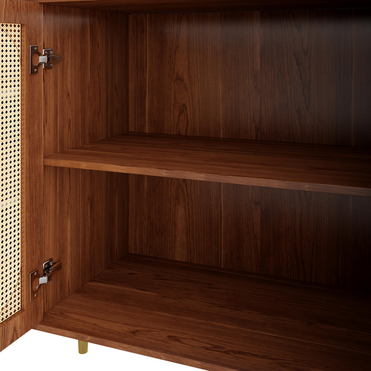 SIDEBOARD 160/40/90 cm, 6 Schubladen und Rattantüren, MDF in Wood-Optik, Naturfarben - Naturfarben, Holzwerkstoff (160/90/40cm) - Redom