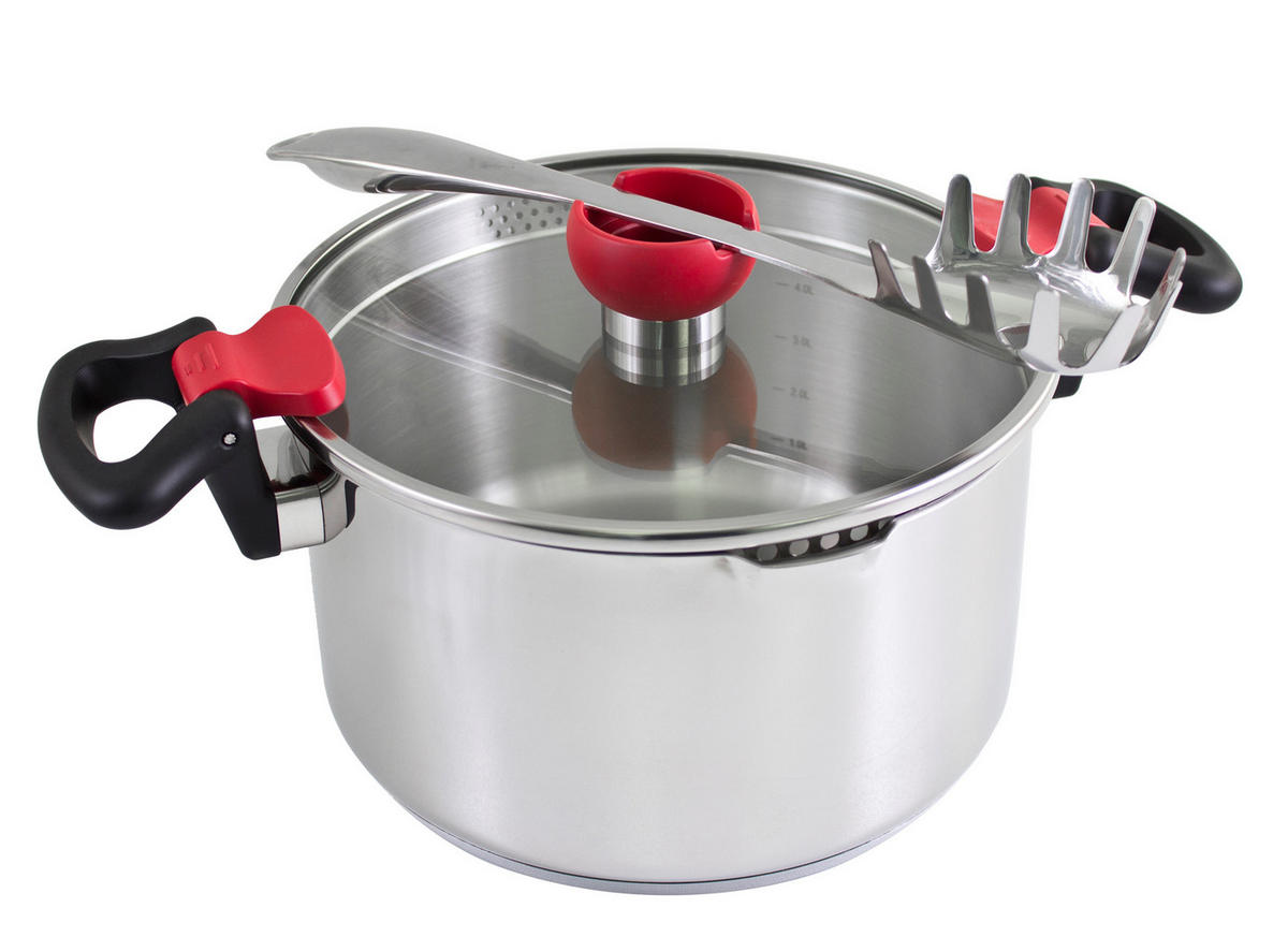 TOPFSET Nelo, Edelstahl, Induktion, 11-teilig - Silberfarben, Kunststoff/Metall - KOPF
