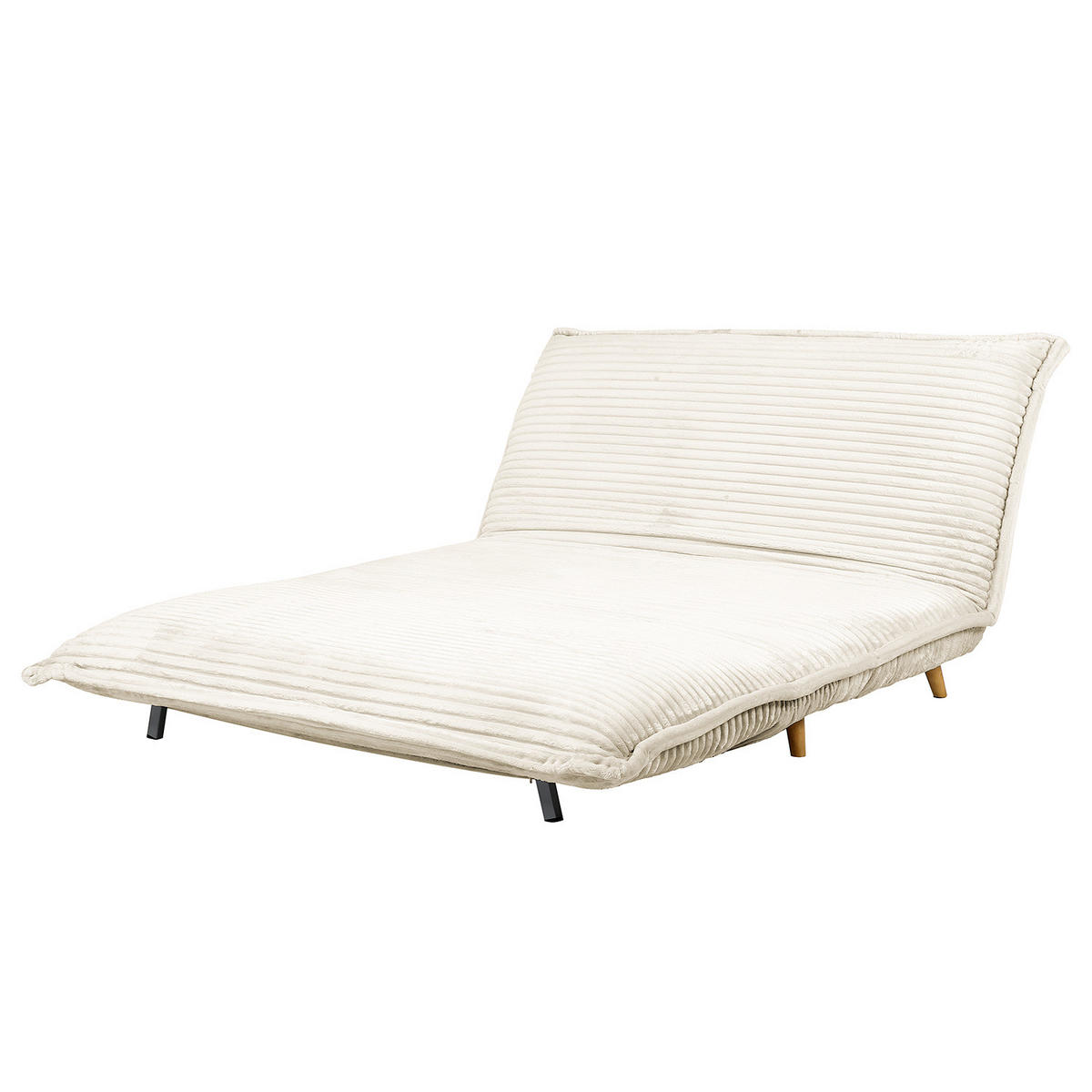 SCHLAFSOFA - Cord / Eiche - Creme, Eiche Hell - Eichefarben/Creme, Eichenholz/Textil (150/87/92cm) - home24