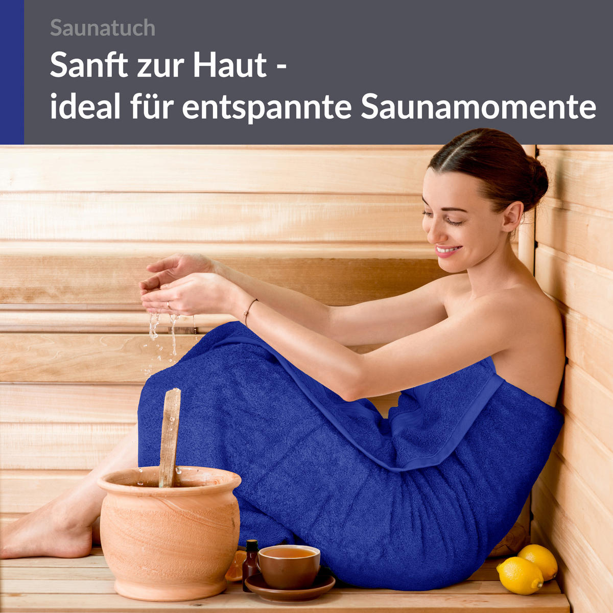 BADETUCH Linz Königs Blau 100x200 cm - Dunkelblau, Textil (100/200cm) - Lashuma