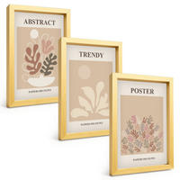 BILDER SET 3er Set - 20x30 cm Goldrahmen - Pflanzenmotive beige braun - Goldfarben, Kunststoff (20/30cm) - TULUP