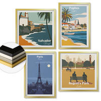 WANDBILDER 4er Set - 50x50 cm & 40x60 cm Goldrahmen - Architektur der Küstenstädte - Goldfarben, Kunststoff (50/50cm) - ArtPrintCave