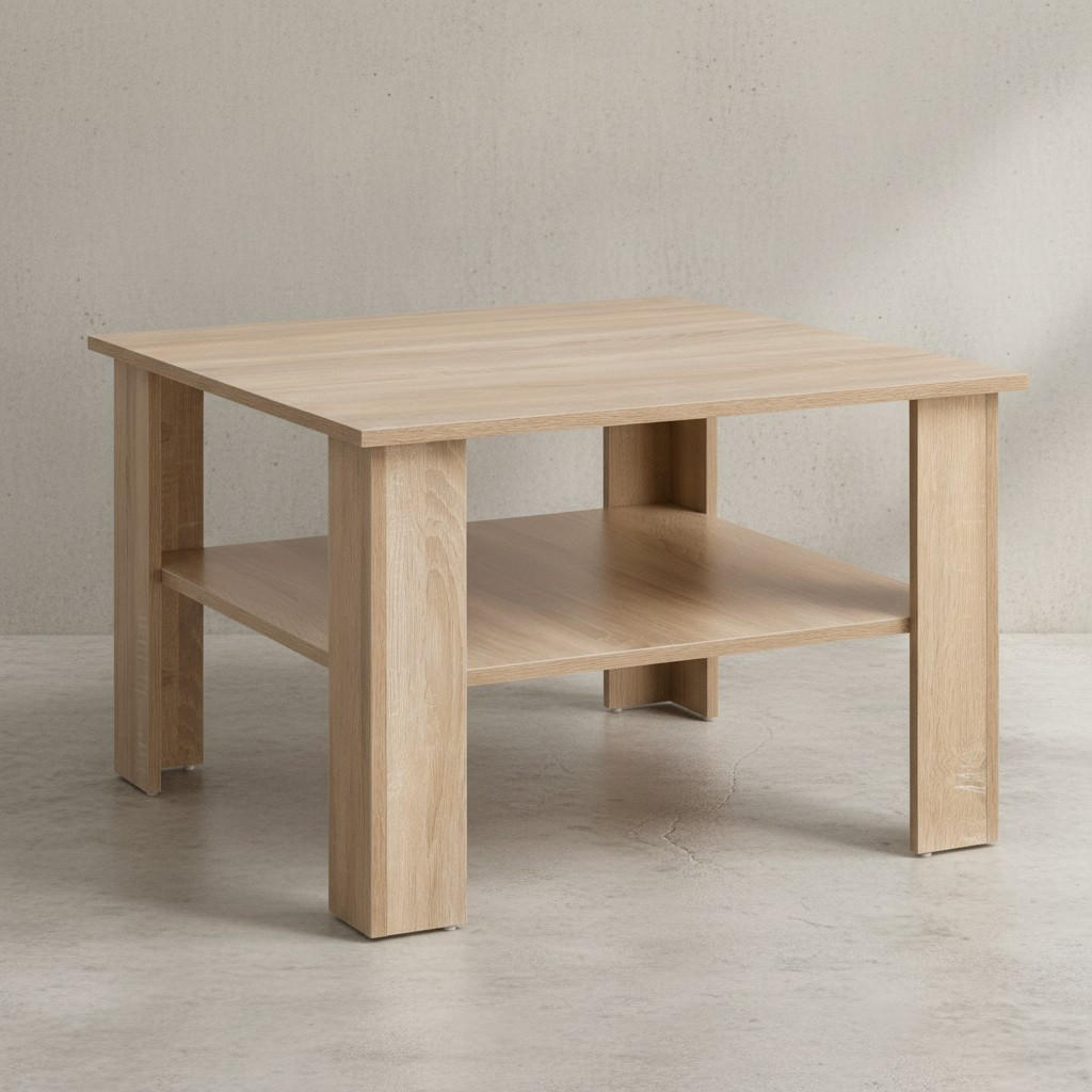COUCHTISCH NIDDA aus Sonoma Eiche, kratzfest und Ablagefläche, Beige 60x60x42 cm - Beige, Holz (60/60/42cm) - KADIMA DESIGN