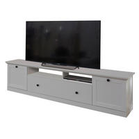 TV-LOWBOARD weiß matt 177 x 49 cm, Fernsehtisch im Landhaus-Stil - Silberfarben/Weiß, Holzwerkstoff/Metall (177/49/41cm) - Top.Furn