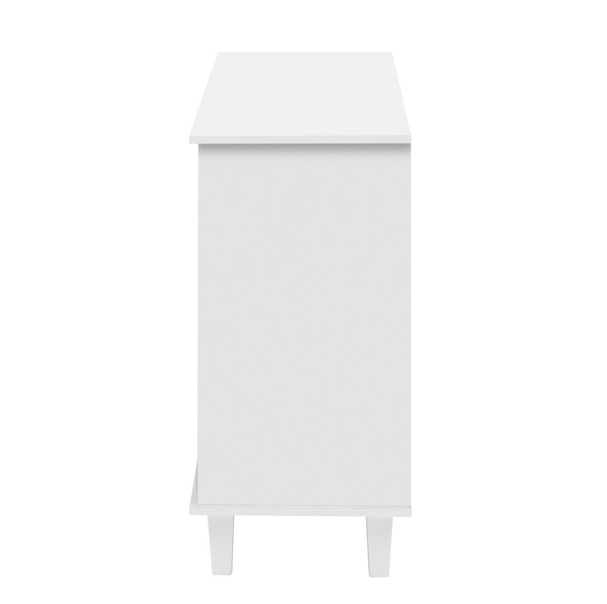 SIDEBOARD 140/40/83 cm mit 4 Spiegeltüren & 2 Schubladen in Weiß - Weiß, Holzwerkstoff (140/83/40cm) - BEAOK