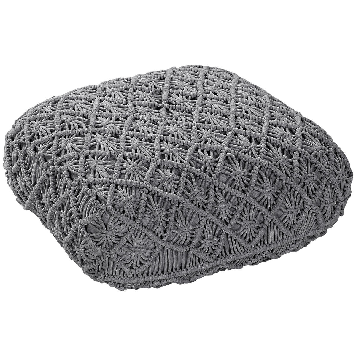 POUF Berrechid 50/50/20 cm - Grau, Naturmaterialien/Textil (50/20/50cm) - Beliani