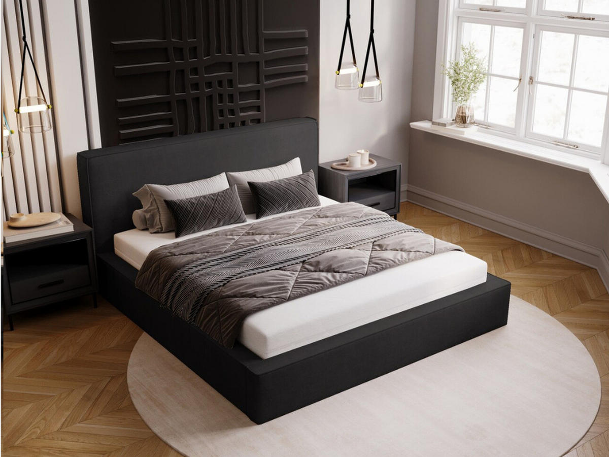 POLSTERBETT Monaco 140x200 Graphit - Dunkelgrau, Textil (140/200cm) - Graingold