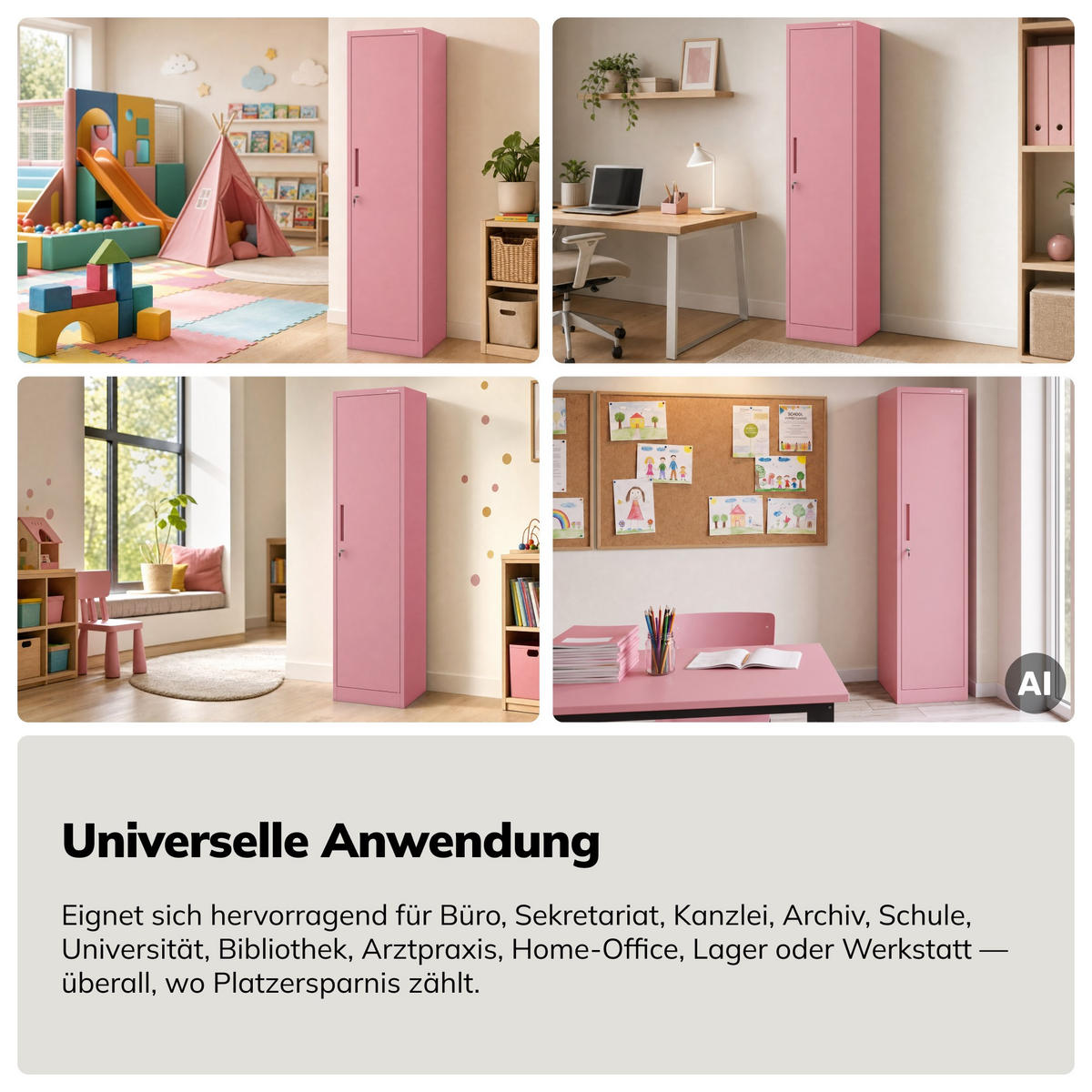 BÜRO Aktenschrank ALEX Fresh Style - Rosa, Metall (45/185/40cm) - Jan Nowak