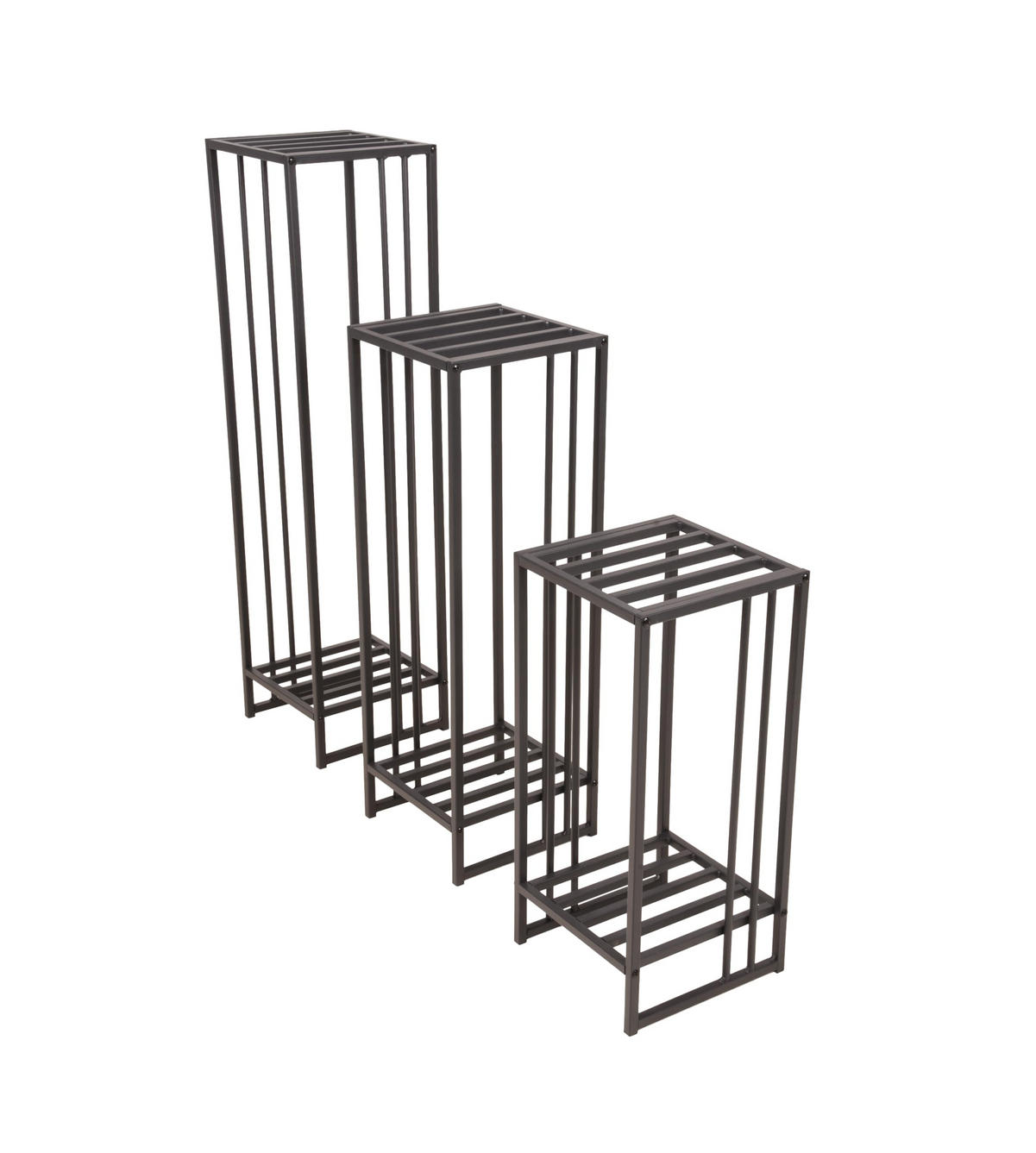 PFLANZSTÄNDER Georg 3er Set, schwarz Schwarz Stahl Blumenständer - Schwarz, Metall (25/25/55cm) - DELUKE