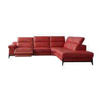 ECKSOFA Texas Echtleder mit 1 x Relaxfunktion Rot - Rot, Leder/Metall (238/274cm)