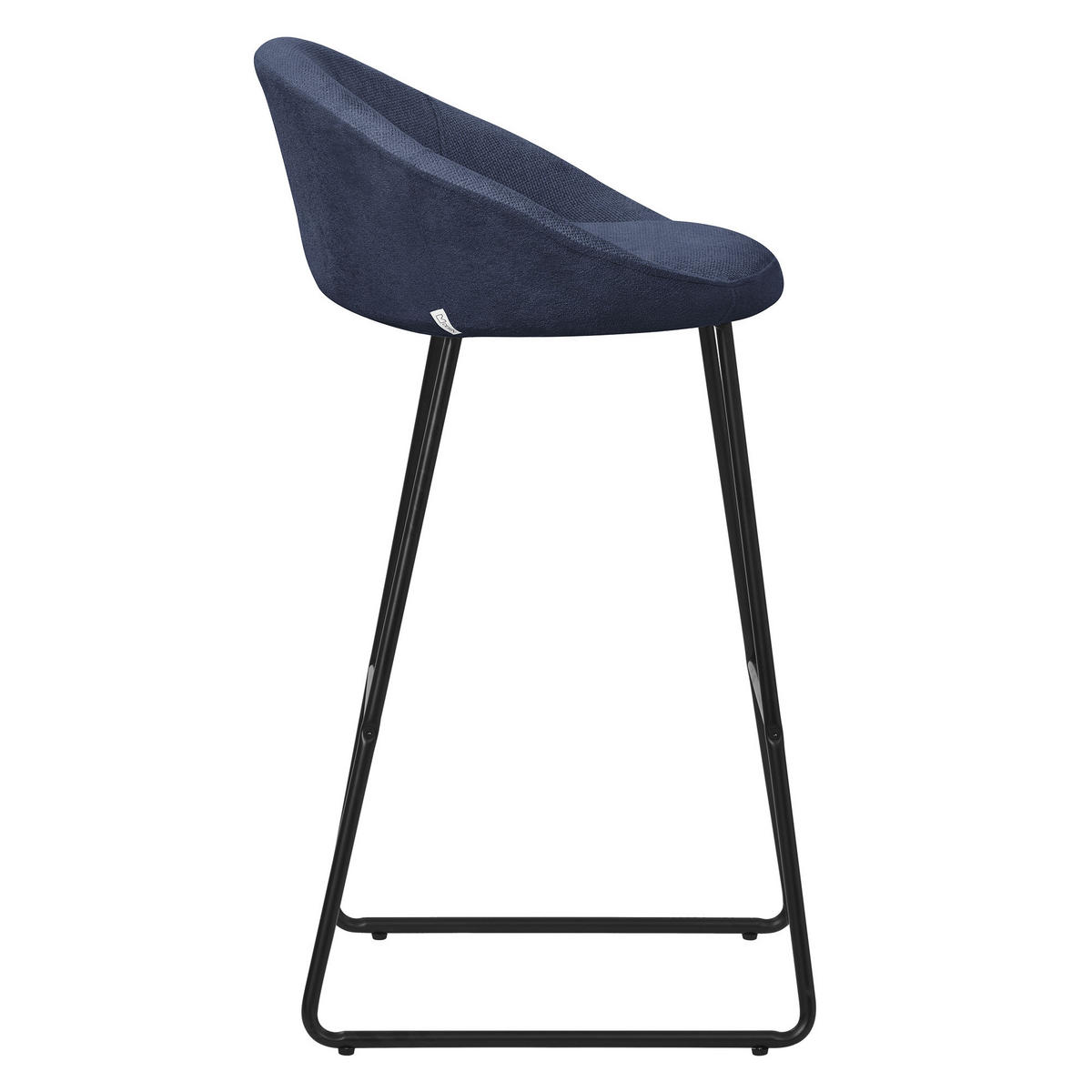 BARHOCKER 2er Set Dunkelblau mit Stoffbezug - Schwarz/Dunkelblau, Metall (56/94/50cm) - ML-DESIGN