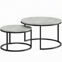 COUCHTISCH 2er Set Metall MDF Grau - Grau, Metall (78.5/78.5/46.5cm) - HOMCOM