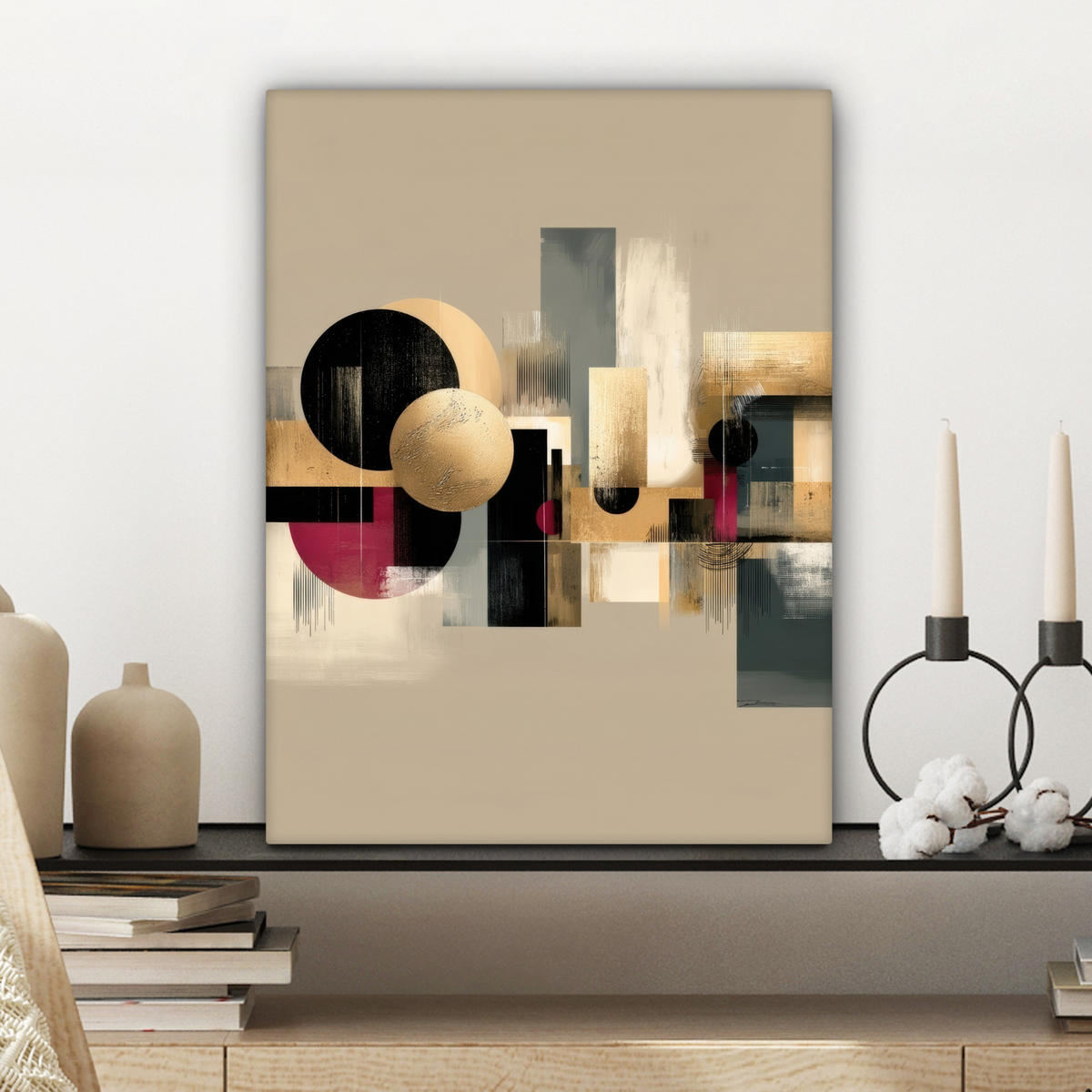 LEINWANDBILD Abstrakt - Formen - Beige - Texturen Room Decor 30x40 cm - Beige, Textil (30/40cm) - MuchoWow