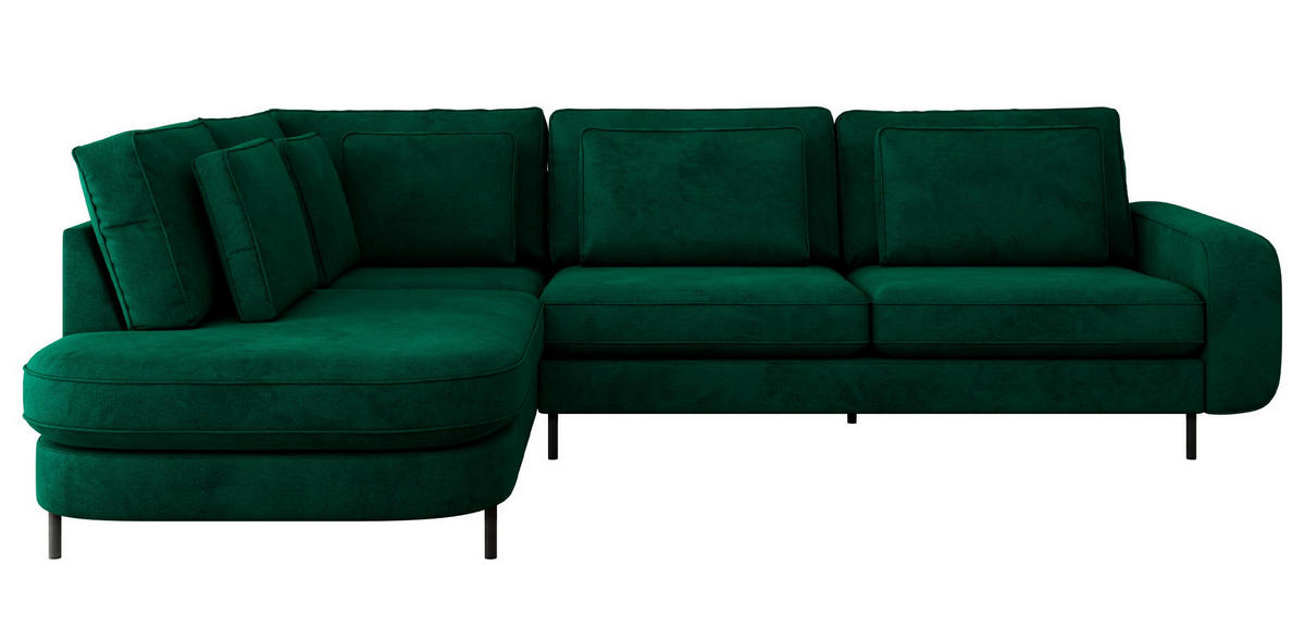 ROHOVÁ SEDAČKA CALENO L - Zelený Samet - Pravá Strana - černá/tmavě zelená, kov/textil (317/225cm) - MKS