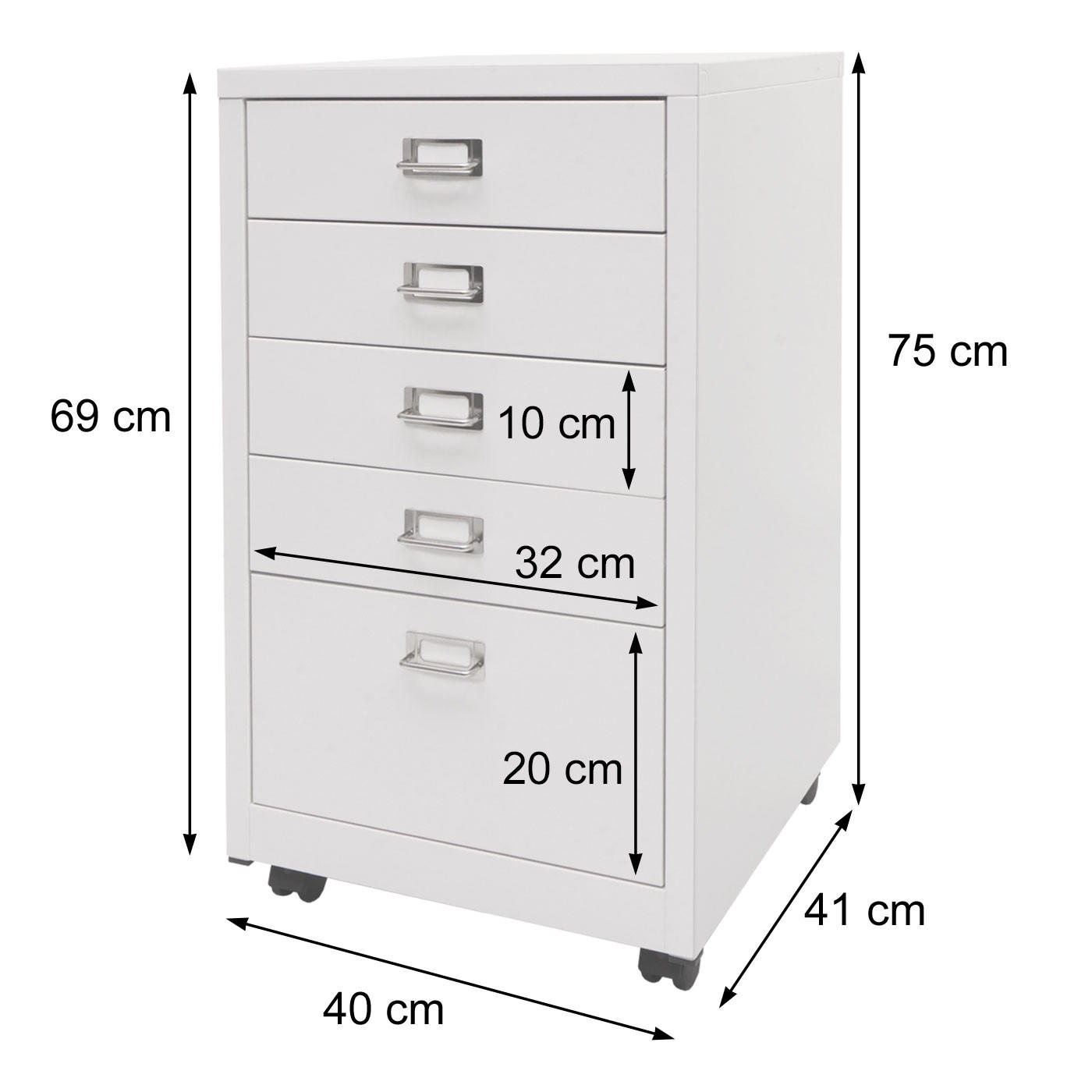 ROLLCONTAINER Weiß - Weiß, Metall (40/75/41cm) - MCW