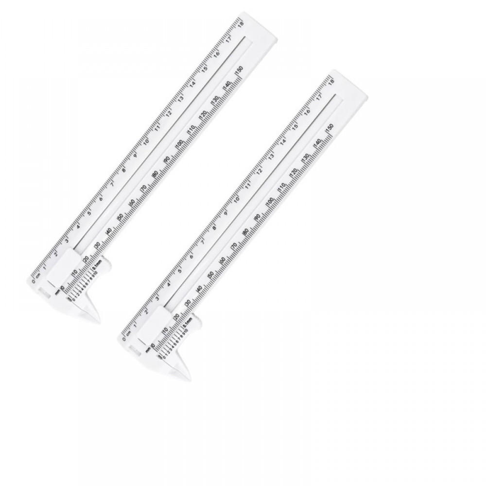 MESSSCHIEBER – Messbereich 0–150 mm und 0–180 mm, Doppelskala, zur Messung von Durchmesser und Dicke, weiß, 2er-Pack - Weiß, Kunststoff (19/4.7/1cm) - DCA