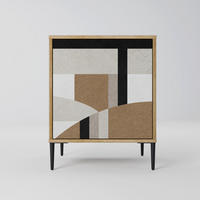 SIDEBOARD DELICATE MEMENTO, Eichefarben, 57,5x42x72,5 cm, Schwarze Metallfüße - Eichefarben/Multicolor, Holzwerkstoff/Metall (57.5/72.5/42cm) - SpaceRebels