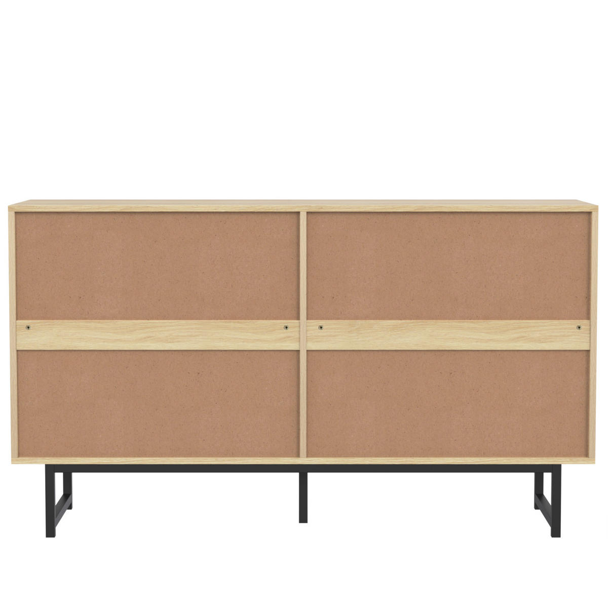 SIDEBOARD 140x39x80 cm Echtes Rattangeflecht, 4 Türen, Metallbeine, Aufbewahrung - Naturfarben, Holz (140/80/40cm) - PARAFTA HOME