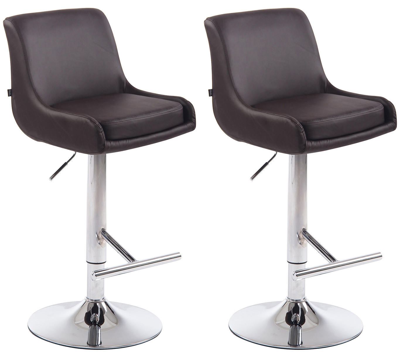 BARHOCKER 2er Set Lederlook braun - Chromfarben/Braun, Textil/Metall (43/90/50cm) - CLP