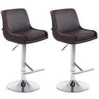 BARHOCKER 2er Set Lederlook braun - Chromfarben/Braun, Textil/Metall (43/90/50cm) - CLP