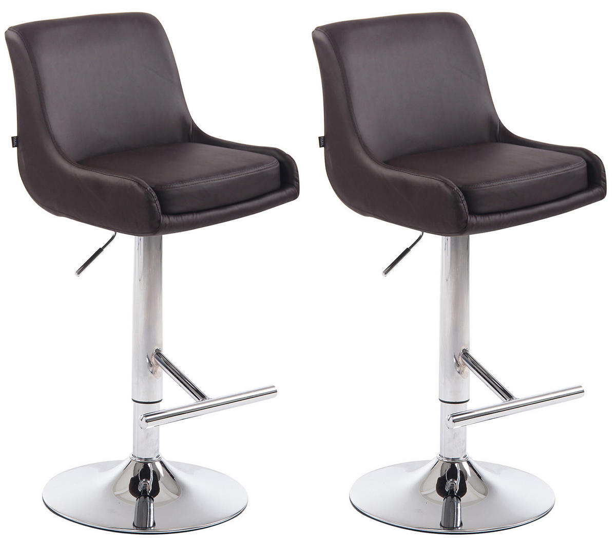 BARHOCKER 2er Set Lederlook braun - Chromfarben/Braun, Textil/Metall (43/90/50cm) - CLP