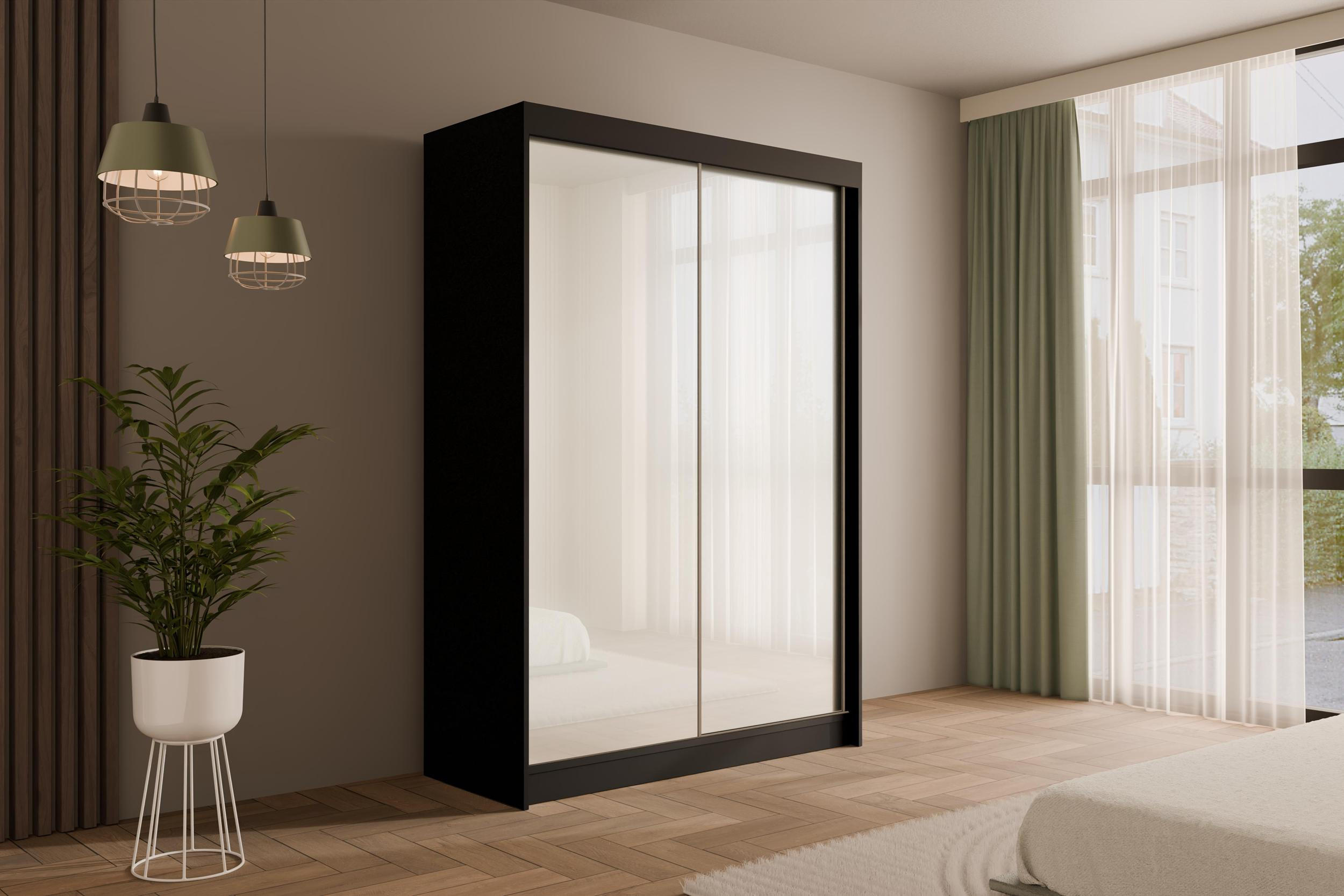 KLEIDERSCHRANK PEKA - 150 cm - Schwarz|Weiß - Schwarz/Weiß, Holzwerkstoff (150/215/61cm) - ALTDECOR