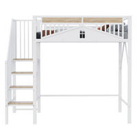 HOCHBETT 90/200 cm aus Metall und Holz mit Sicherheitsleiter und Stauraum Weiß - Weiß, Metall (90/200cm) - Modenvie