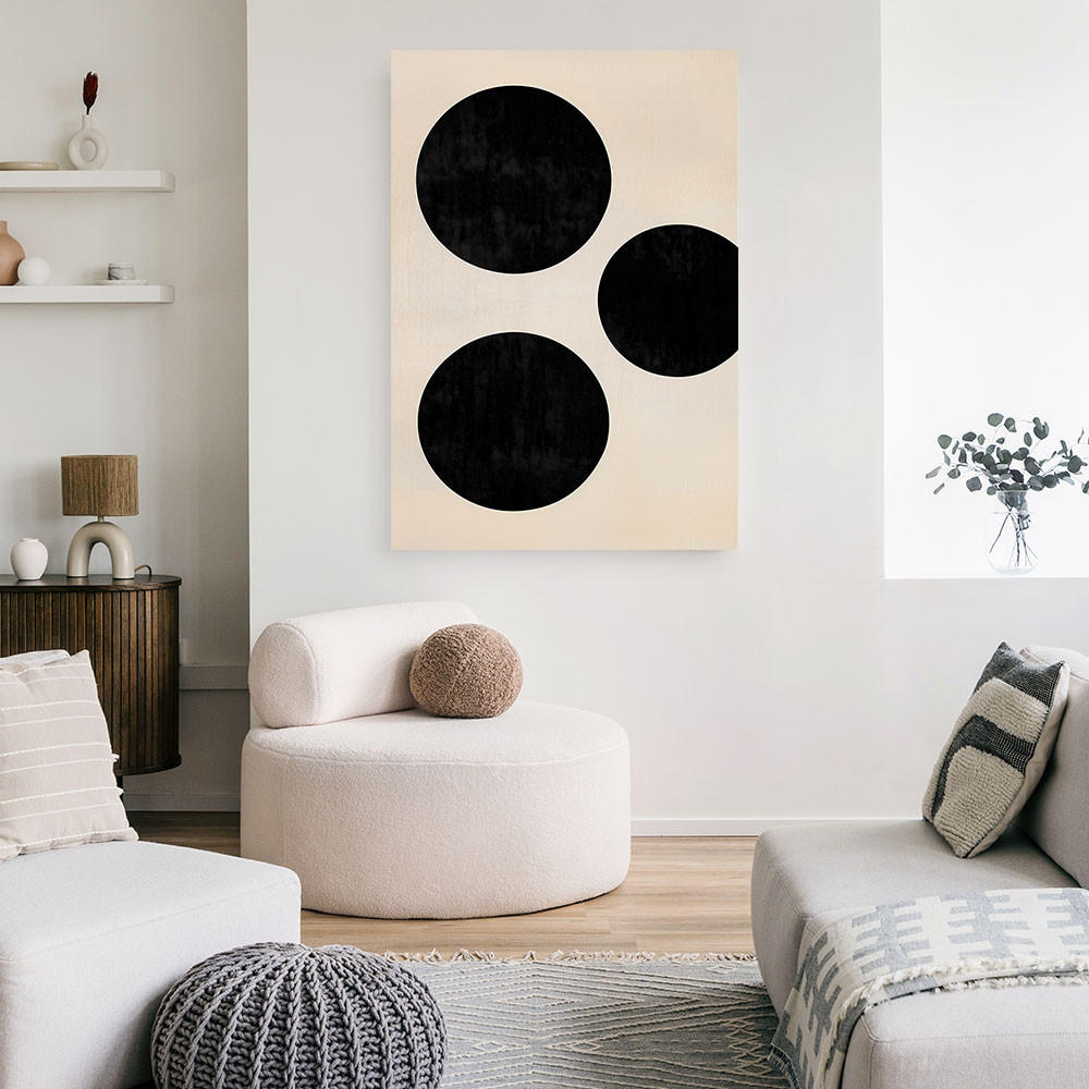 LEINWANDBILD Kreise Minimalismus Abstraktion Beige 80x120cm - Beige, Textil (80/120cm) - Feeby