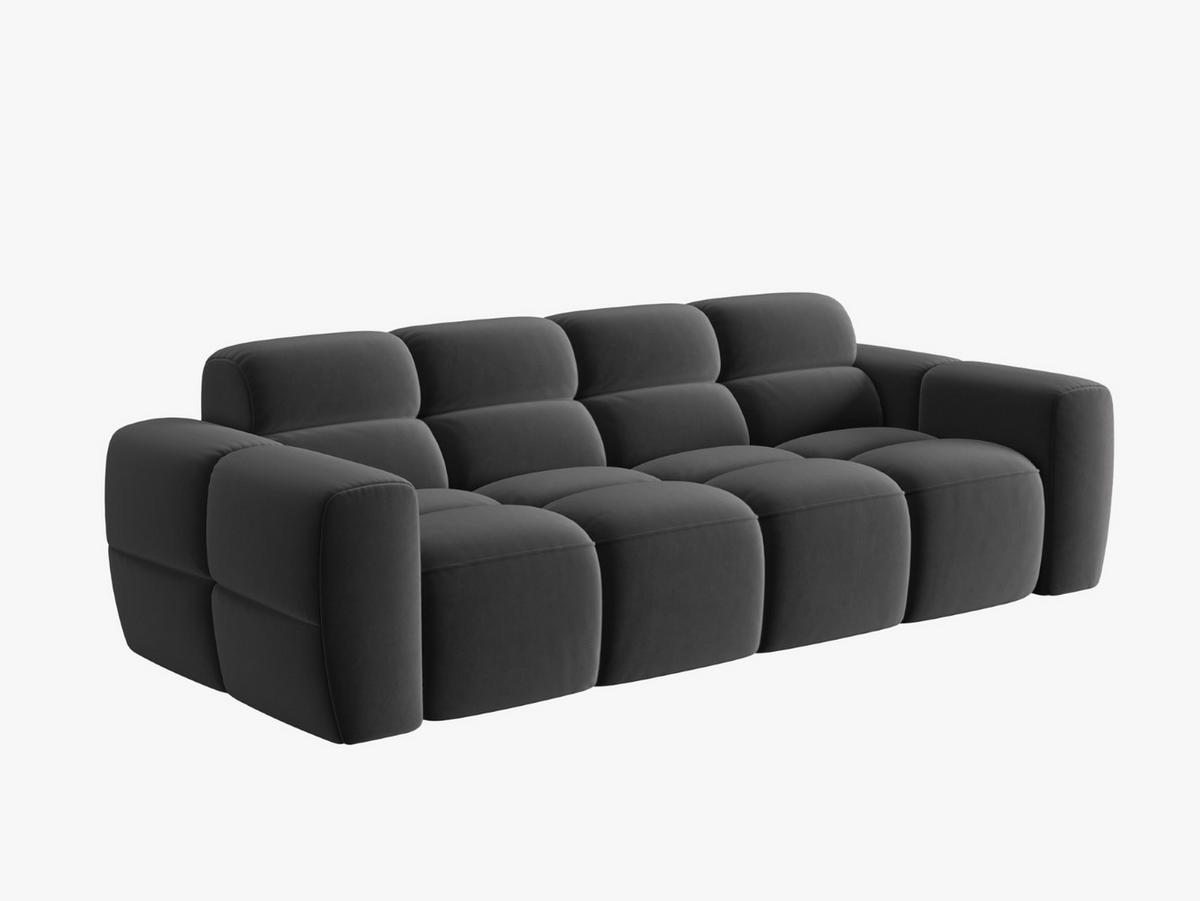SOFA Lisa aus Samt dunkelgrau 4 Sitzplätze - Dunkelgrau, Textil (256/77/101cm) - Micadoni