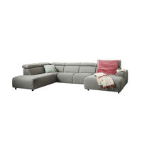 WOHNLANDSCHAFT RISO Grau Webstoff - Schwarz/Grau, Textil (331/81/240cm) - KAWOLA