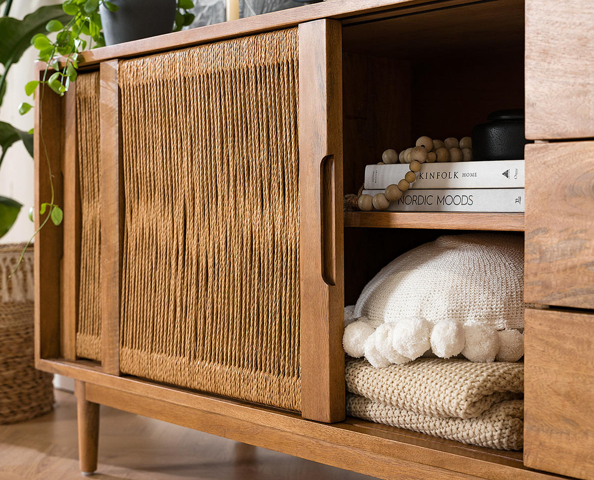 SIDEBOARD - Mango massiv - Naturfarben, Naturmaterialien (160/76/43cm) - home24