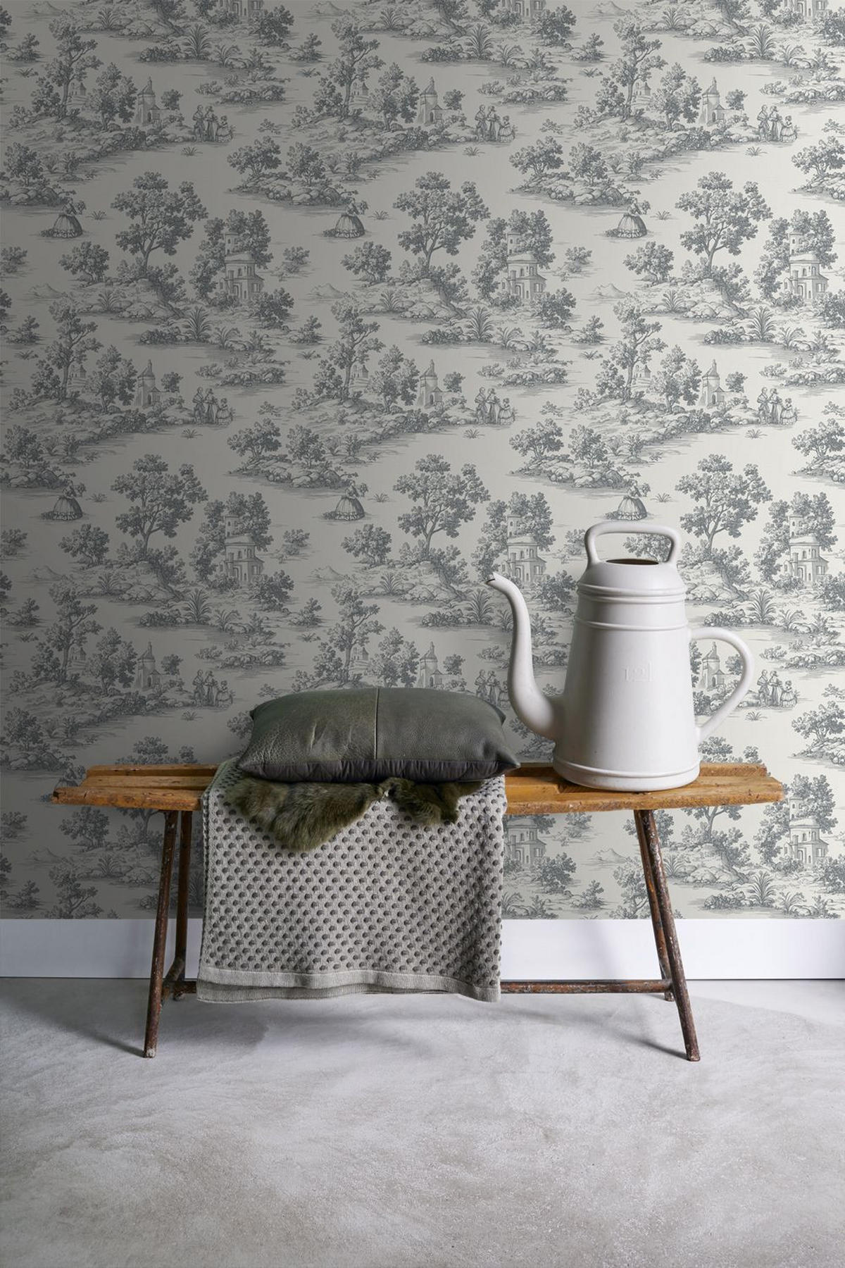 TAPETE Toile de Jouy 53 cm x 10 m - Grau, Papier (53/1000cm) - Sanders & Sanders
