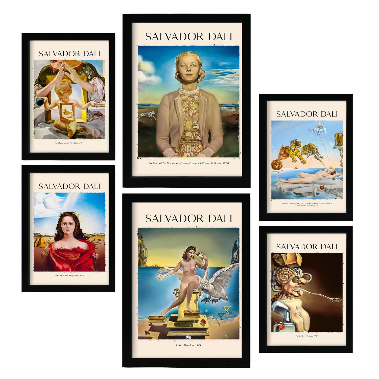 POSTER Set Mit 6 Salvador Dali Sammlung A3 & A4 Rahmenlos - Klar, Papier (29/3cm) - Nacnic