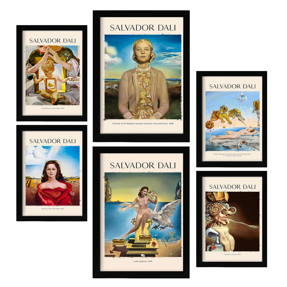 POSTER Set Mit 6 Salvador Dali Sammlung A3 & A4 Rahmenlos - Klar, Papier (29/3cm) - Nacnic