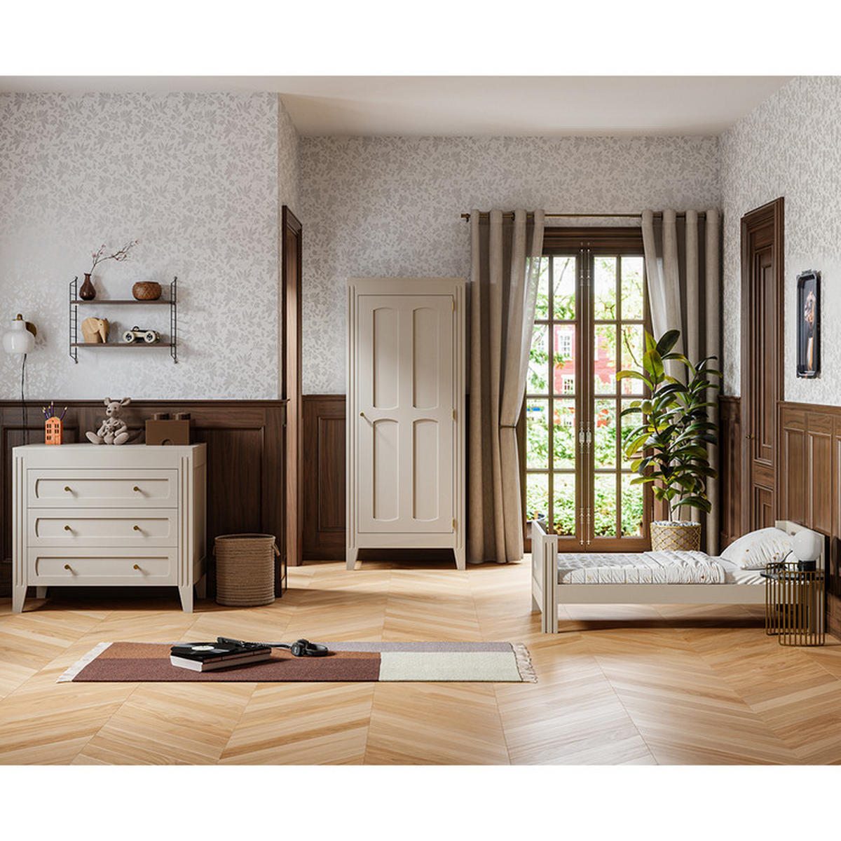 BABYZIMMER 3-teilig Milenne Beige - Beige, Holz (144/80/75cm) - Petits-meubles
