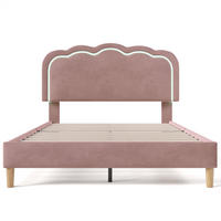 POLSTERBETT 140/200 cm in Rosa Samt mit Lattenrost - Pink, Holz/Textil (140/200cm) - KOMHTOM