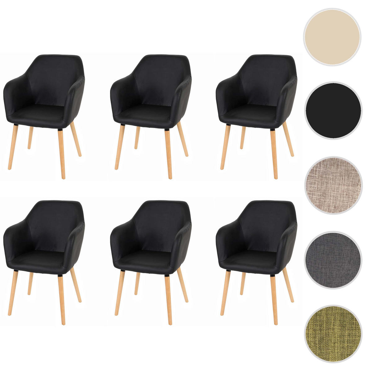 ESSZIMMERSTUHL Schwarz 6er-Set - Schwarz, Textil (58/88/64cm) - MCW