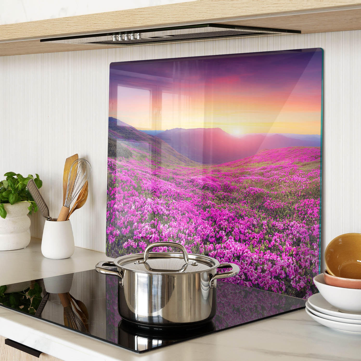 GLASPLATTE 60x52 cm Rosa Hügel - Pink, Glas (60/0.4/52cm) - TULUP