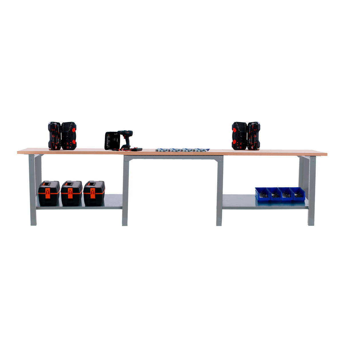 WERKBANK Buffalo Wood HxBxT 86,5 x 300 x 75 cm Traglast 1000 kg Grau - Grau, Metall (300/86.5/75cm) - PROREGAL