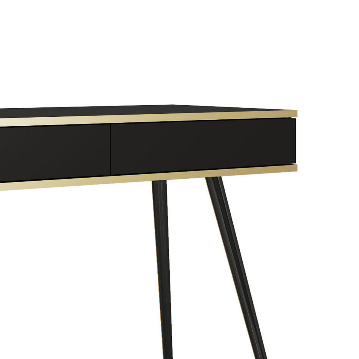 SCHMINKTISCH Schwarz - T-102, Hochglanz, Schubladen Push-to-Open 102x50x80 cm Schwarz/Schwarz - Schwarz, Holzwerkstoff/Kunststoff (50/102/80cm) - DomoHome
