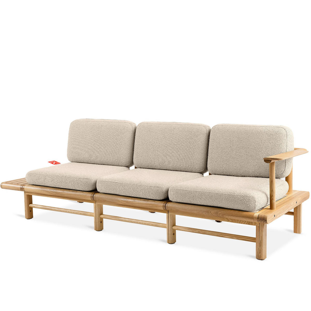 GARTENSOFA ATREDA 3-Sitzer, mit Ablage - Creme, Holz/Textil (245/74/80cm) - KONSIMO®