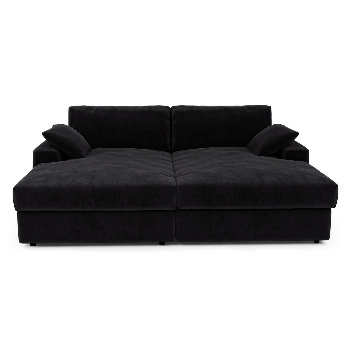 SOFA PLUM Samt Schwarz 260cm - Schwarz, Textil (260/83/155cm) - Premium Interiors