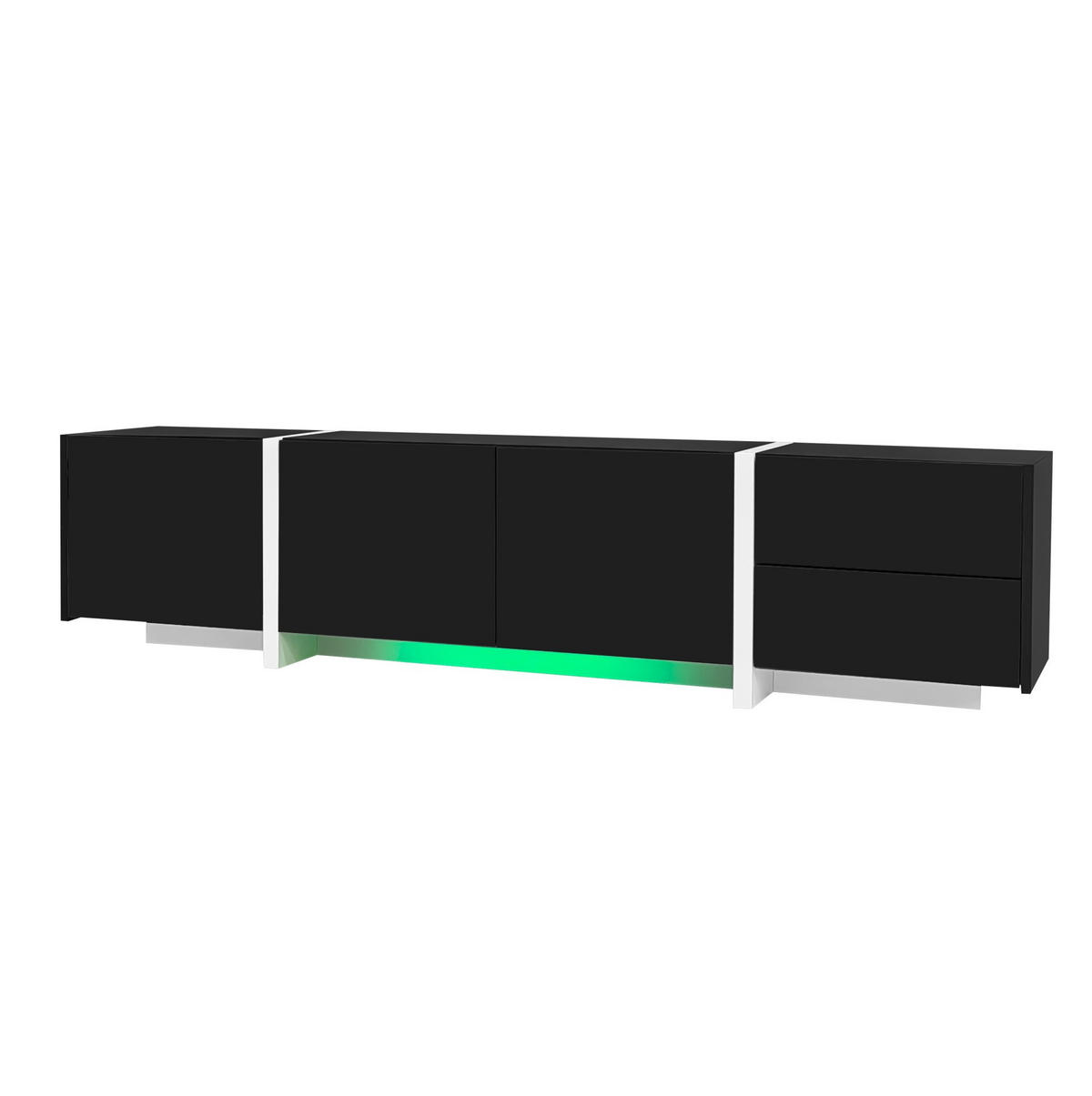 TV-ELEMENT mit 3 Türen und Schublade 170 cm Schwarz-Weiß Hochglanz - Schwarz, Holzwerkstoff (30/39/170cm) - Beauniv