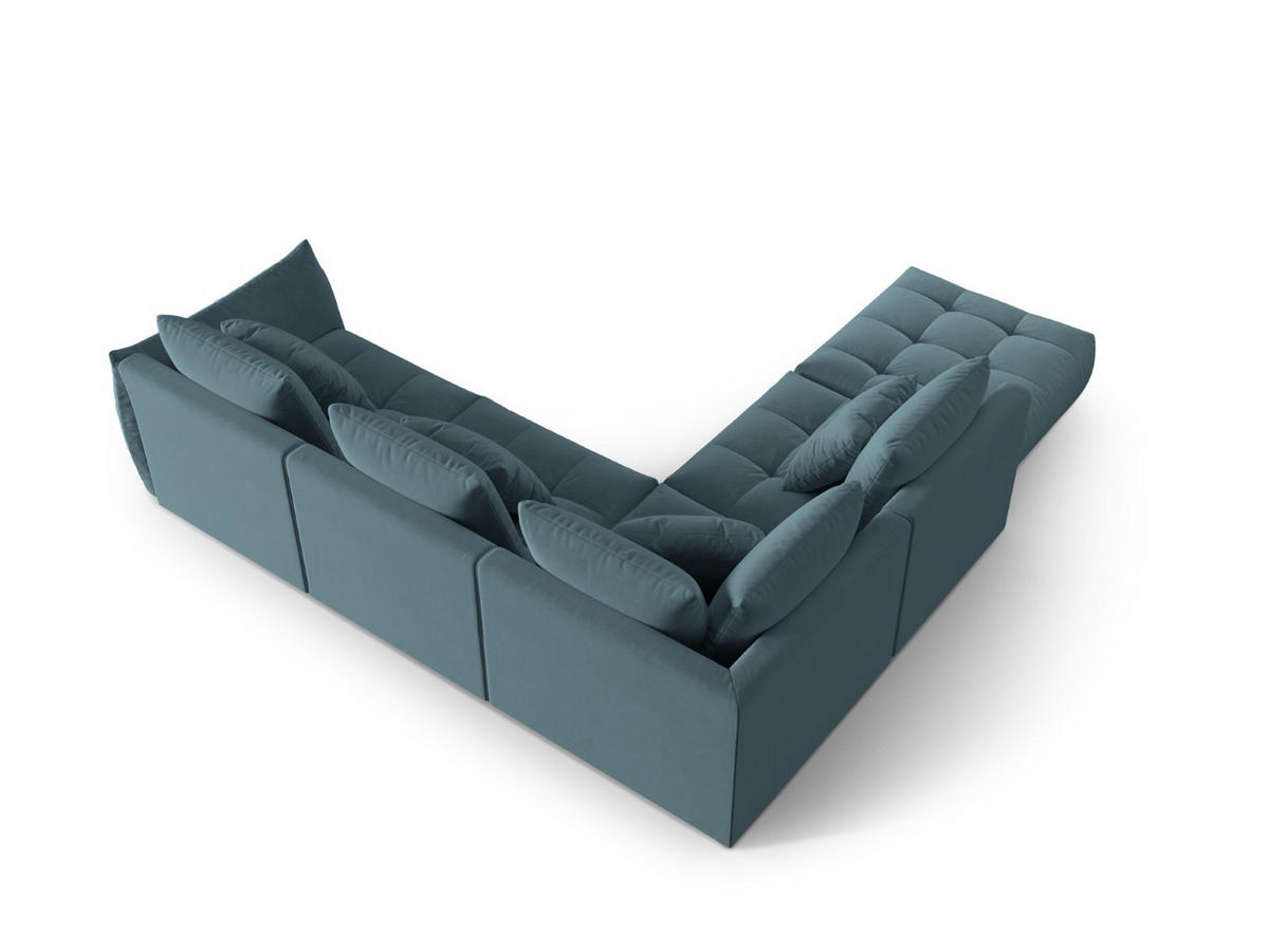 ECKSOFA modular links Bloom aus Samt pastellblau 4 Sitzplätze - Pastellblau, Textil (310/316cm) - Micadoni