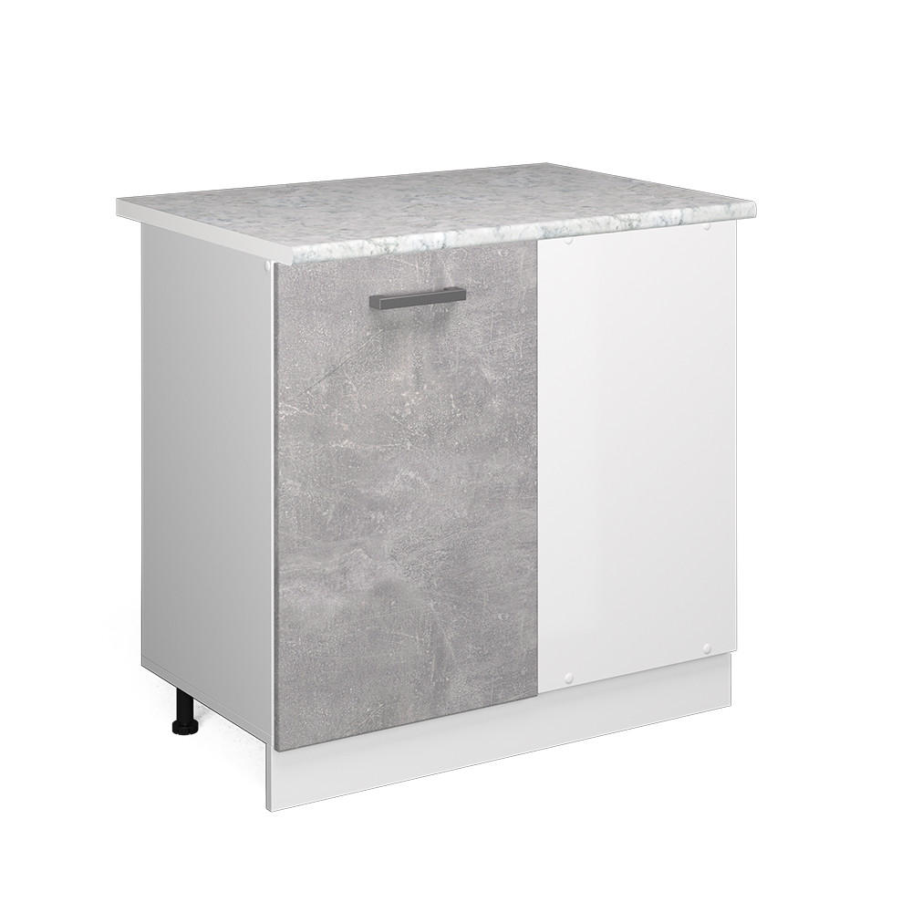 ECKSCHRANK FÜR HAUSRAT R-Line Beton 86 cm mit Tür, mit Arbeitsplatte - Schieferfarben/Weiß, Holzwerkstoff (86/81.6/60cm) - Vicco
