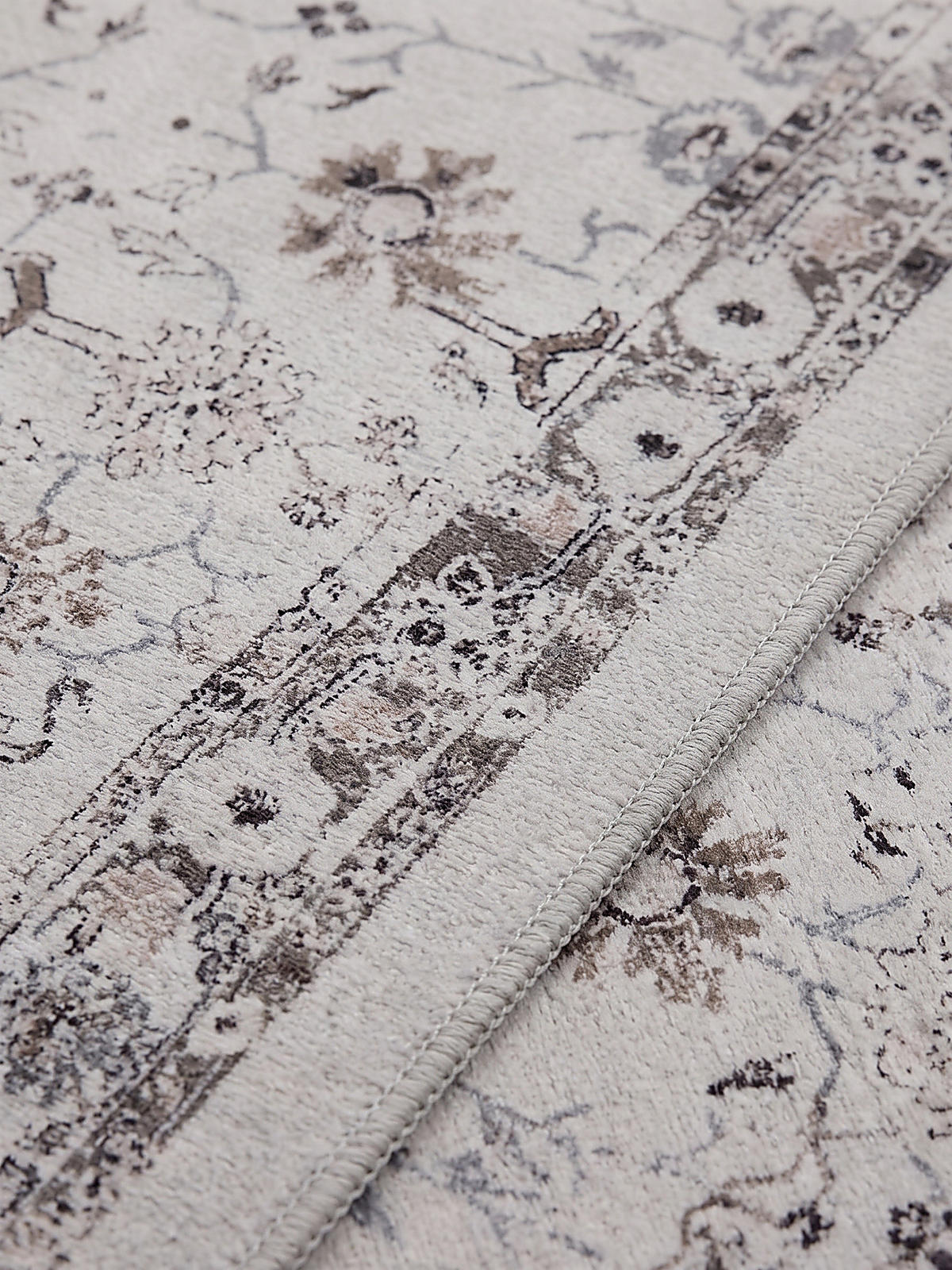 LÄUFER waschbar, mit floralen Ornamenten, VERNANTE in Creme, 80 x 150 cm - Beige, Textil (80/150cm) - KADIMA DESIGN