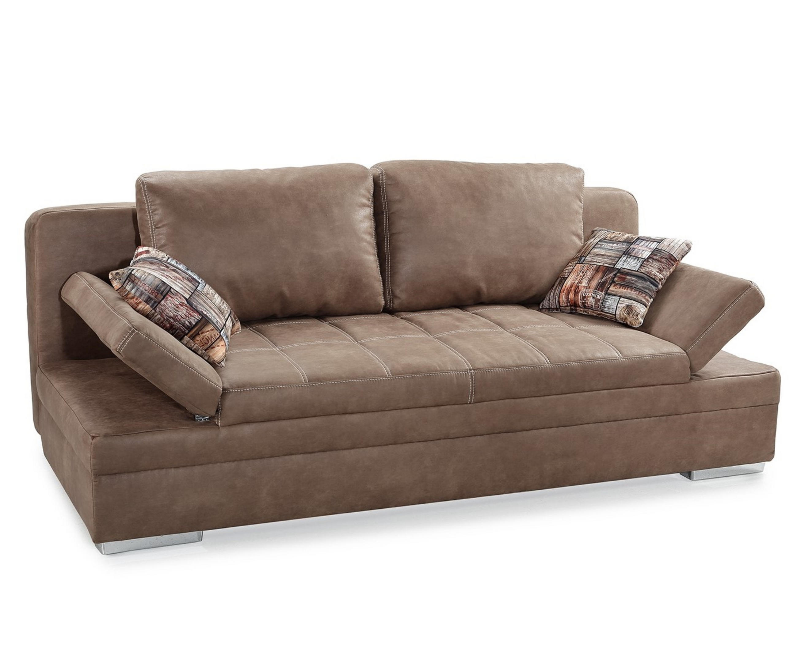 SCHLAFSOFA mit Bettkasten, Wellenfederung, Armlehnen verstellbar B200/T100/H84 cm, Liegefl.148x200 cm, Antikleder-Optik Mikrofaser Braun / 15116 - Chromfarben/Braun, Textil/Metall (200/84/100cm) - luma-home