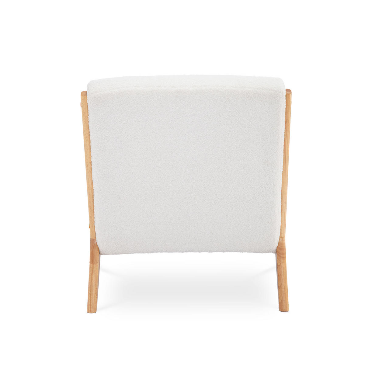 VINTAGE-SESSEL Marie Skandinavischer Weiß Bouclé - Weiß/Akaziefarben, Holz/Textil (65/74/84cm) - Sicaan