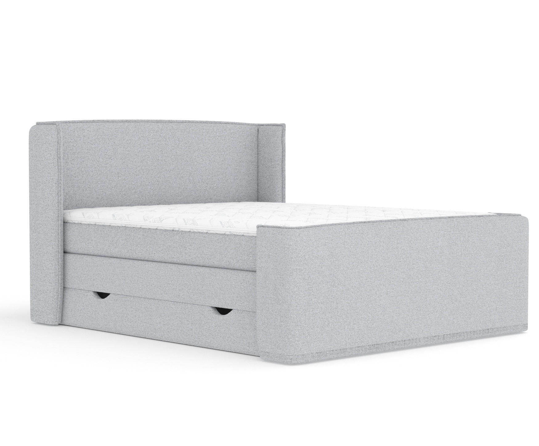BOXSPRINGBETT Freeland Hellgrau 160/200 cm mit Matratze und Topper - Hellgrau/Schwarz, Holz/Holzwerkstoff (160/200cm) - Maison de Reve